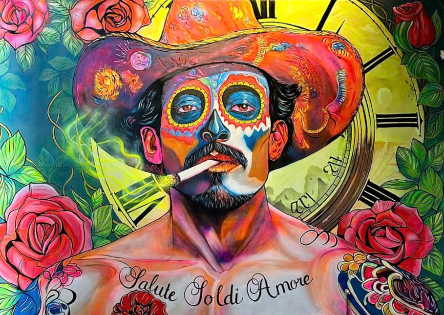 Hand-painted mural at Loco Tây